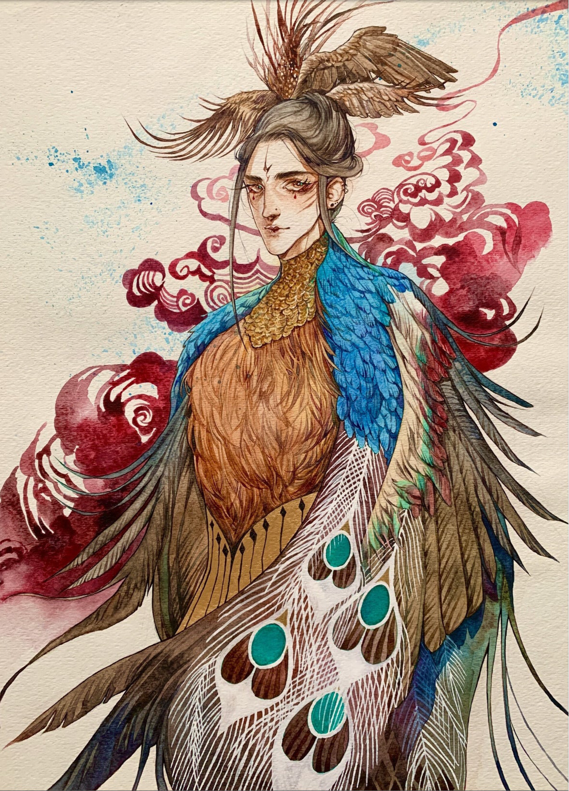 Original watercolor art print- Fledged (Size Around 9 x 11 Inches)