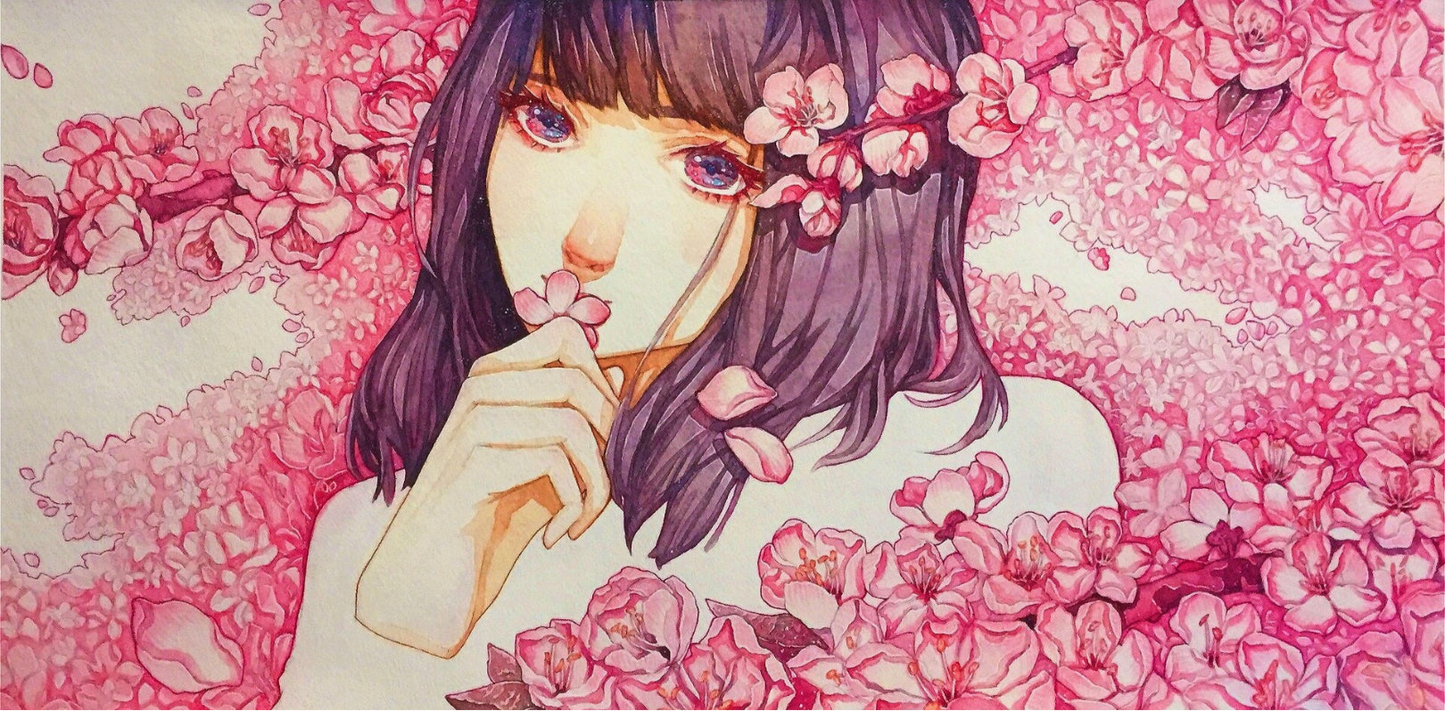 Original watercolor art print- Peach Blossom (Size Around 8 x 11 Inches)