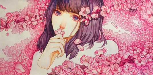 Original watercolor art print- Peach Blossom (Size Around 8 x 11 Inches)