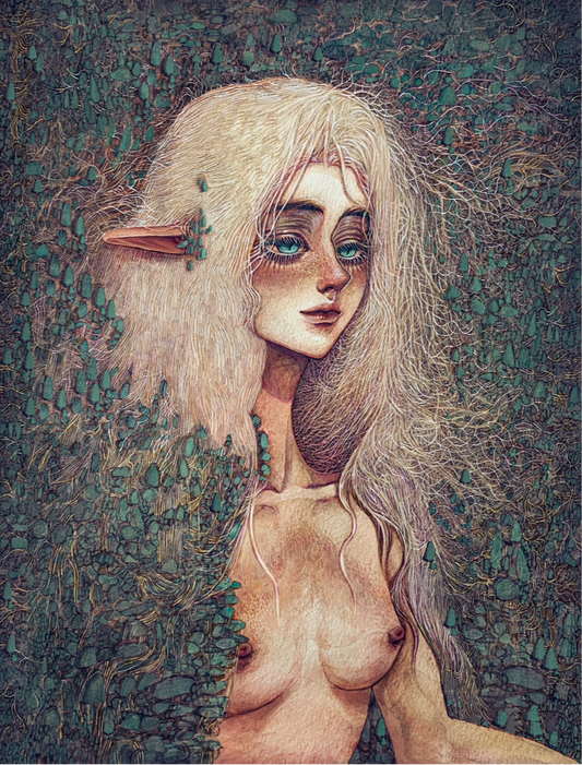 Big Print- Original watercolor art print- Original Character (Size Around 12 x 18 Inchs)