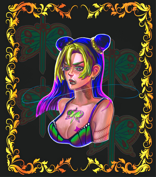 Original Art Print - Green haired Jail Inmate (Size Around 9 x 11 Inches)