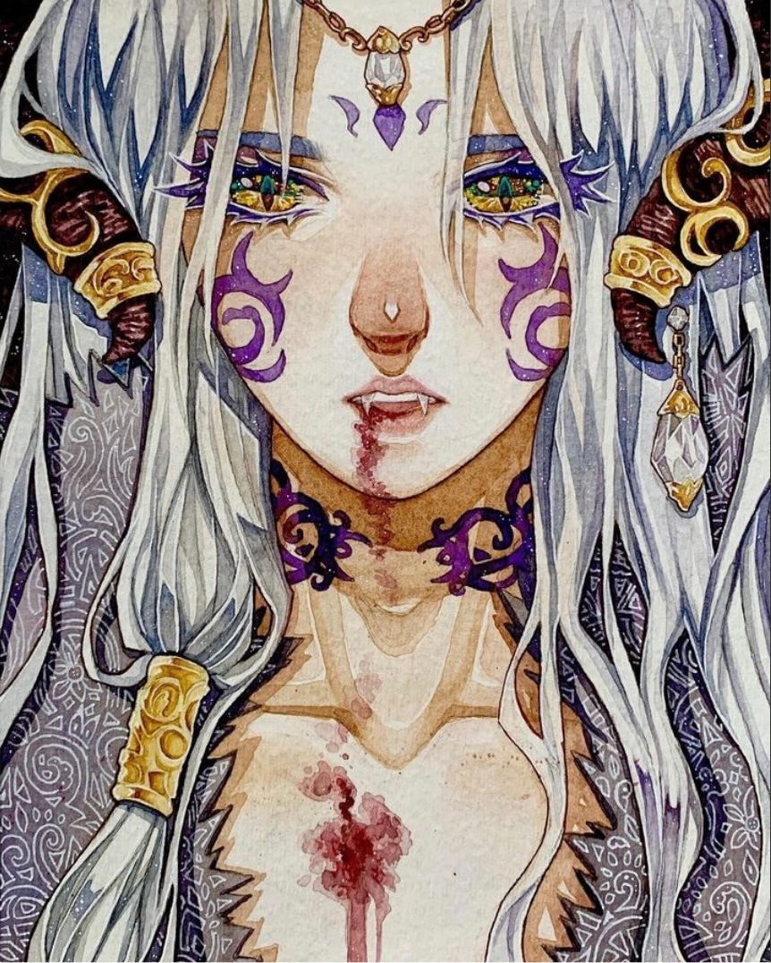 Original watercolor art print-The Elven Blood (Size Around 9 x 11 Inches)
