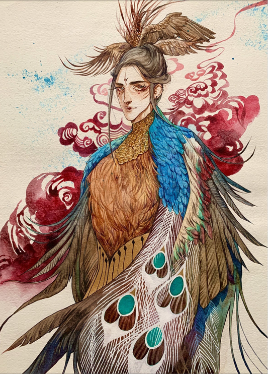 Original watercolor art print- Fledged (Size Around 9 x 11 Inches)