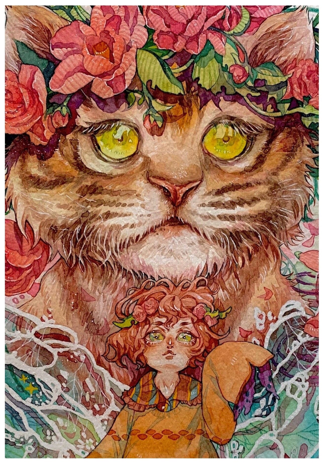 Original Watercolor Art Post Card (Size Around 6x8 inches)