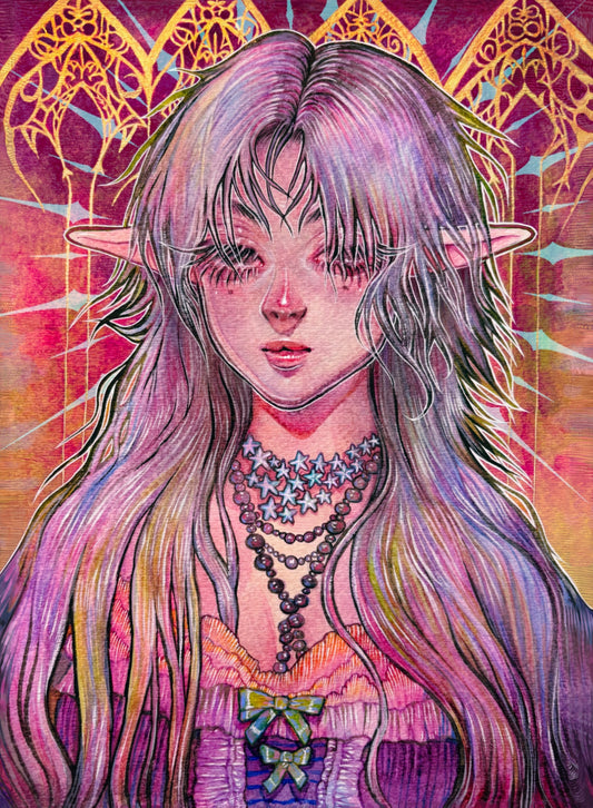Original character Watercolor Art Post Card (Size Around 5x7 inches)