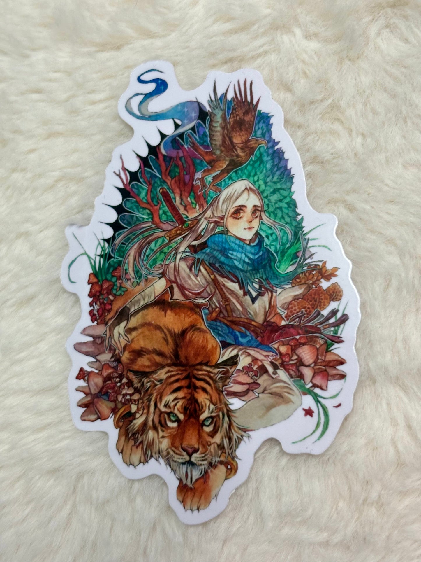 Original Sticker- Tiger and Elf (4 inches)