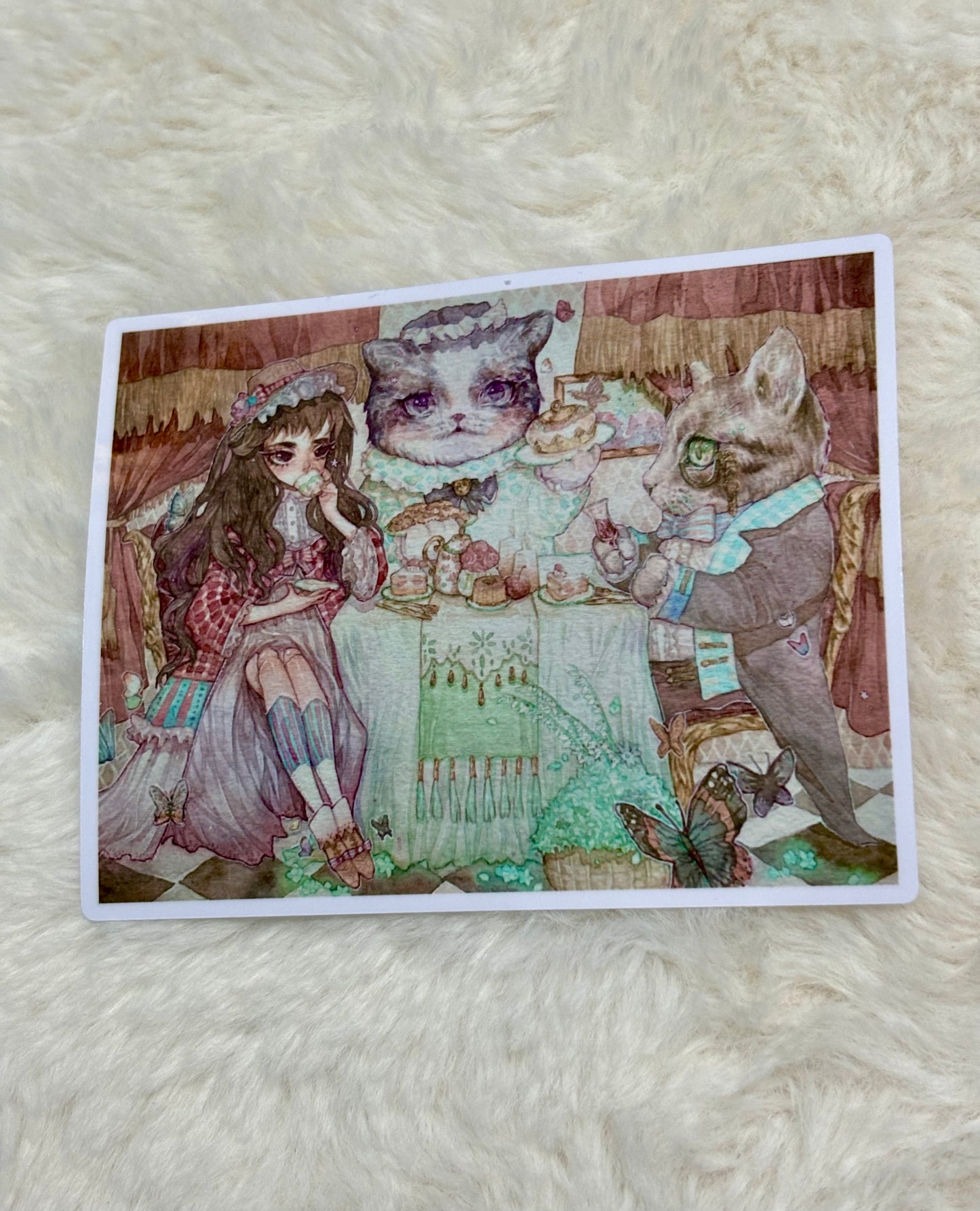 Original Sticker- Cat’s Tea Time (4 inches)