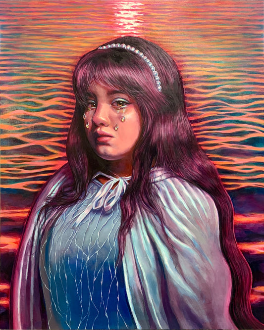 Original Art Print- Little Mermaid Oil Study (Size Around 9 x 11 Inches)